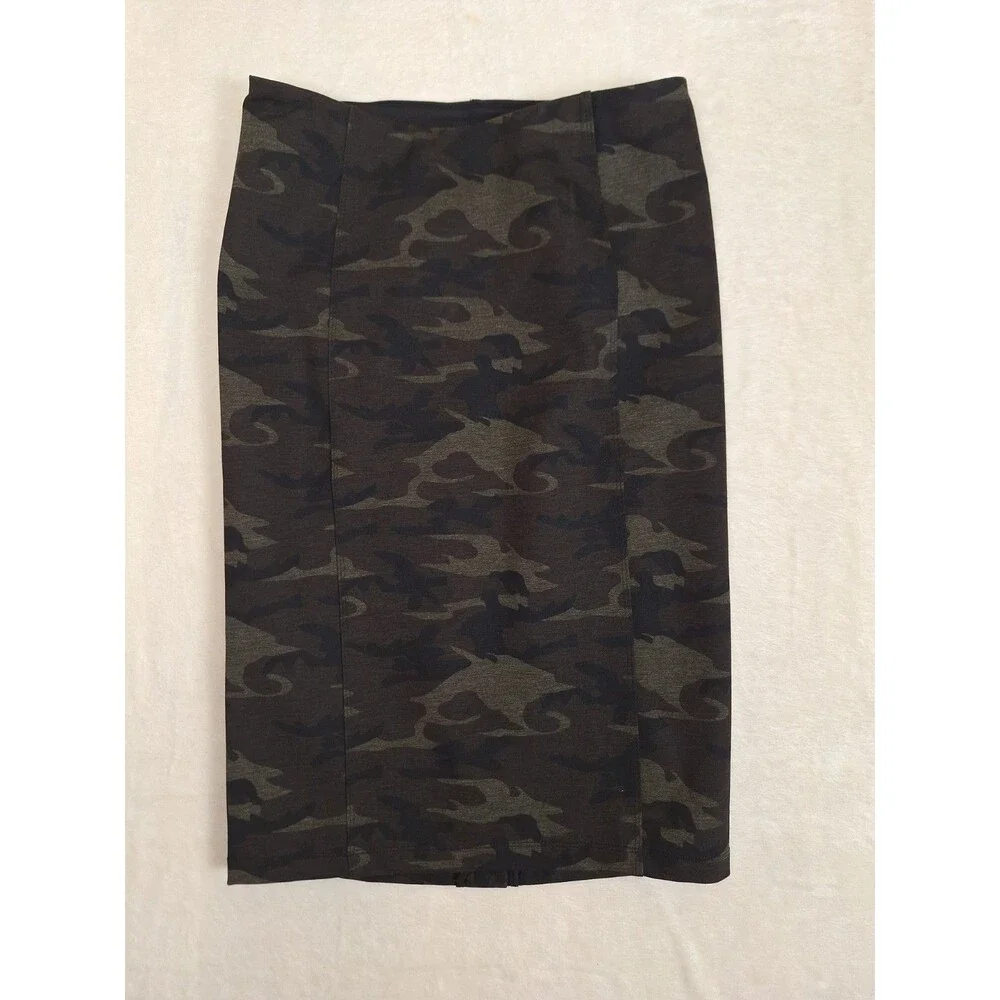 Liverpool Los Angeles Womens 0 XS Elastic Waist Skirt Camo Bodycon Pencil Green